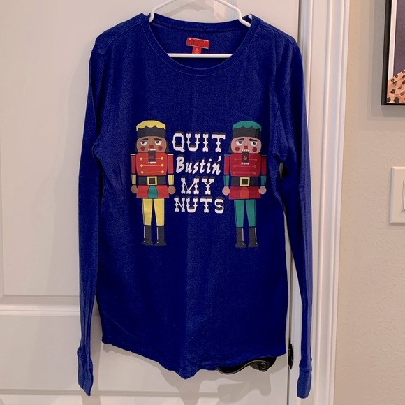 Target Waffle Top Quit Bustin’ My Nuts Nutcrackers Size Medium - Picture 1 of 5